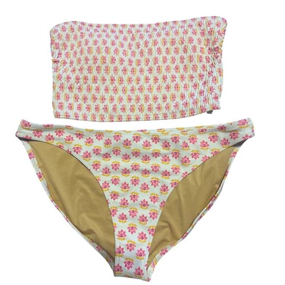 Old Navy Smocked Bandeau Longline Bikini Swim Top Size Small Bottoms Size Large - Picture 3 of 14